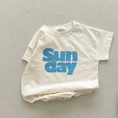 Einfacher Baby-Body mit Buchstabenaufdruck, einfarbig, einteilig, koreanische Baumwolle, Kleinkind-Outfits