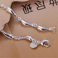 DOTEFFIL 925 Sterling Silver 18 Inch Chain Water Drops Chain Necklace Bracelet Earring Ring Set For Women Wedding Jewelry