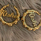 DOREMI Stainless Steel Bamboo Hoop Earrings Customize Name Earrings Bamboo Style Custom Hoop Earring With Statement Words Number