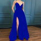 Maßgeschneiderte schwarze V-Ausschnitt Ballkleider Abendkleider Vestido De Noiva Sereia Robe De Soiree Formelle sexy Seitennaht Spaghettiträger