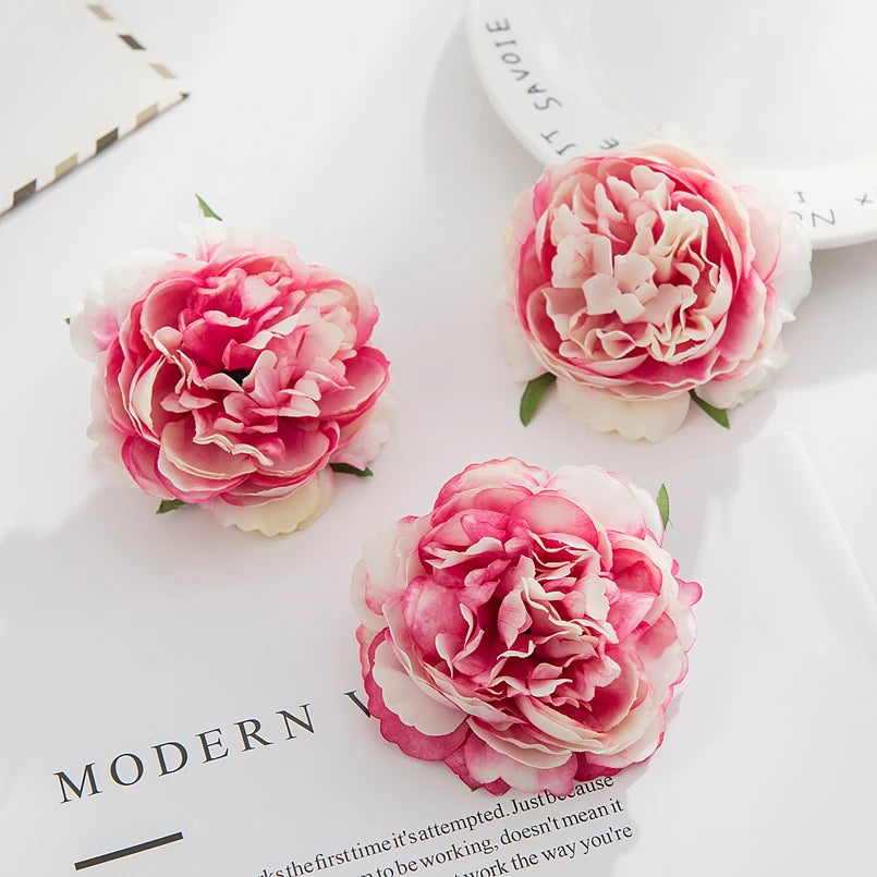 5 Stück Seidenpfingstrosen Kopf Wand Hochzeit Braut Accessoires Ausverkauf Geschenke Party Heim Dekor Weihnachtskranz Künstliche Rosen Blumen
