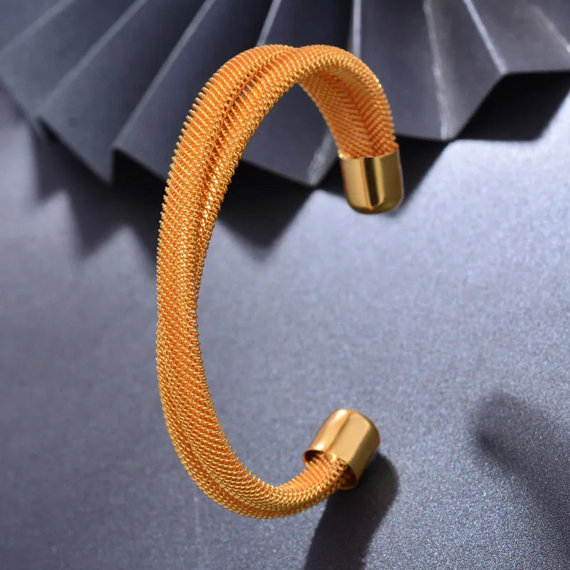 New 24K 4Pcs/lot Dubai Gold Color Bangles For Women  Ethiopian Wedding Bangles Bracelet Jewelry