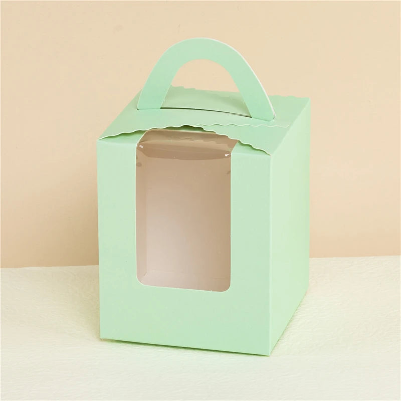 StoBag 10 Stück Cupcake-Box mit Klarsichtfenstergriffen Kuchengeschenke Geburtstag Weihnachtsfeier & Event Handgemachte Dessert-Lebensmittel 1 Loch
