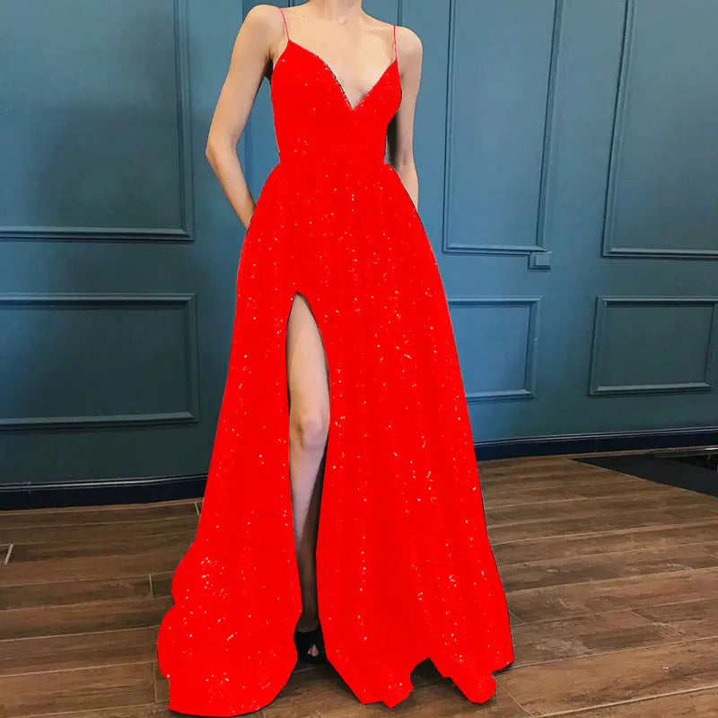 Maßgeschneiderte schwarze V-Ausschnitt Ballkleider Abendkleider Vestido De Noiva Sereia Robe De Soiree Formelle sexy Seitennaht Spaghettiträger