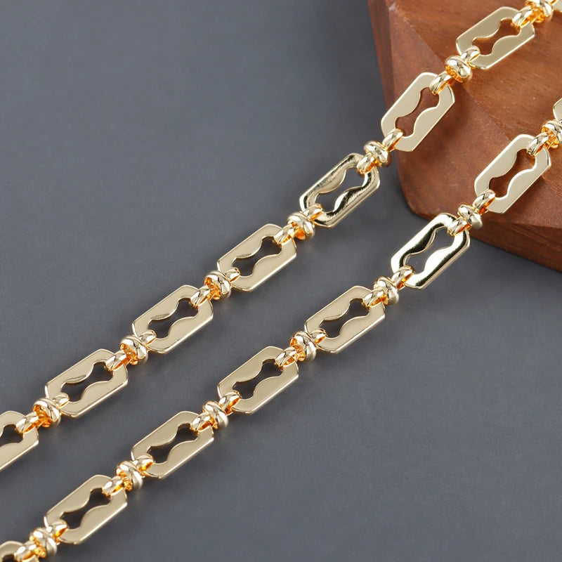 YEGUI C257, DIY-Kette, 18 Karat vergoldet, Kupfer, rhodiniert, Anhänger, Schmuckzubehör, Schmuckherstellung, DIY-Armbandkette, 1m/Los