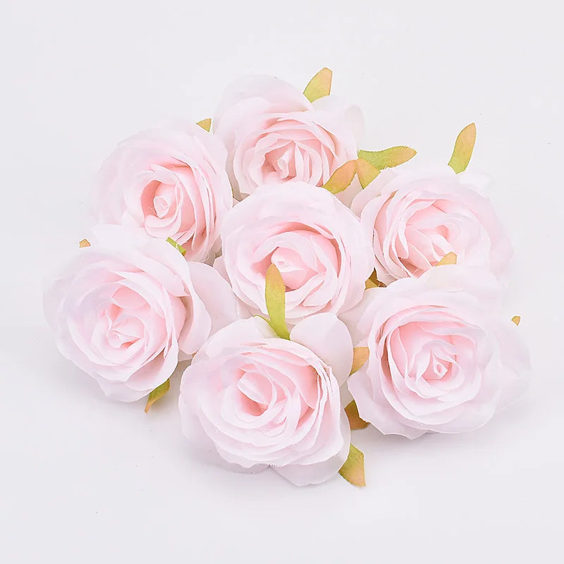 30pcs/7-8cm White Rose Artificial Silk Flower Heads DIY Wedding Home Birthday Party Decoration Wreath Scrapbooking Fake Flowers