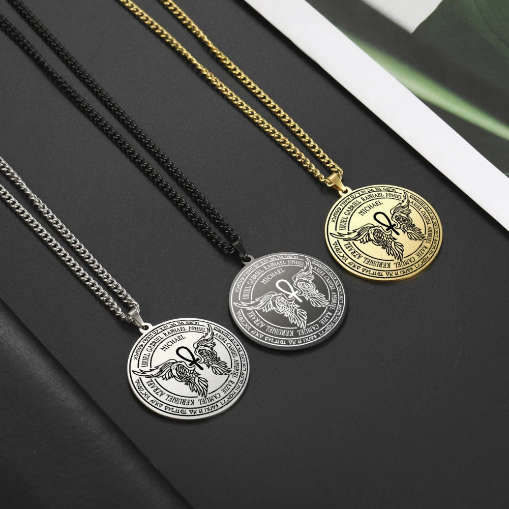 Dawapara 7 Archangels Sigil Necklaces Pentacle Magical Amulet Michaelmas Lucky Protection Supernatural Talisman Necklace