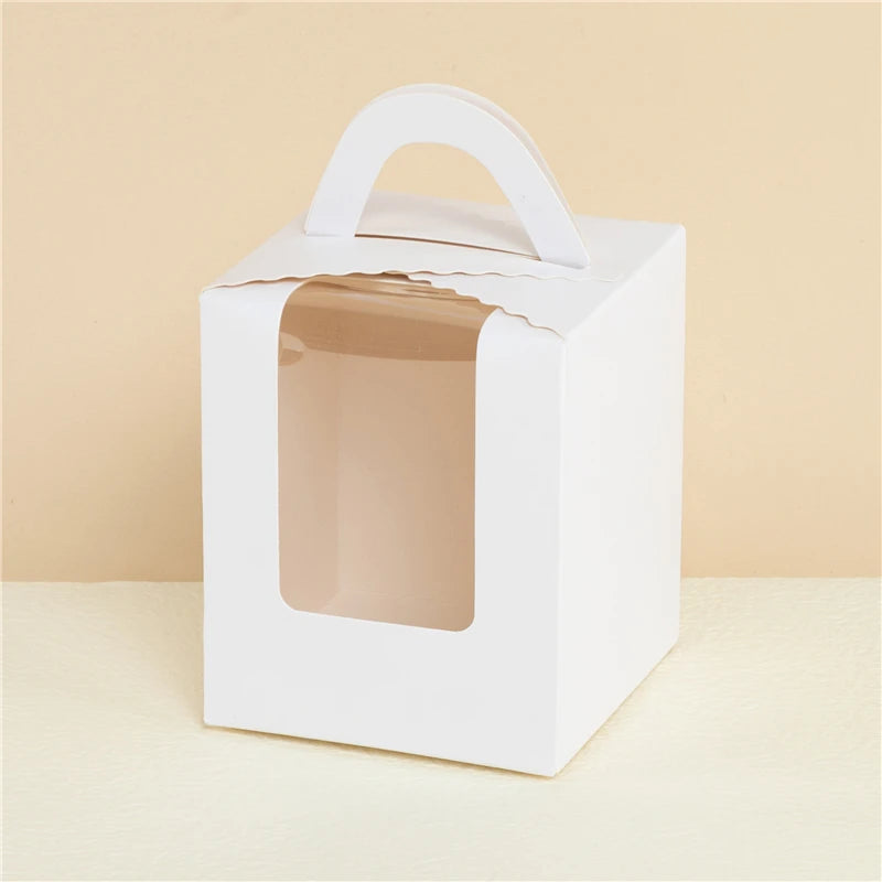 StoBag 10 Stück Cupcake-Box mit Klarsichtfenstergriffen Kuchengeschenke Geburtstag Weihnachtsfeier & Event Handgemachte Dessert-Lebensmittel 1 Loch