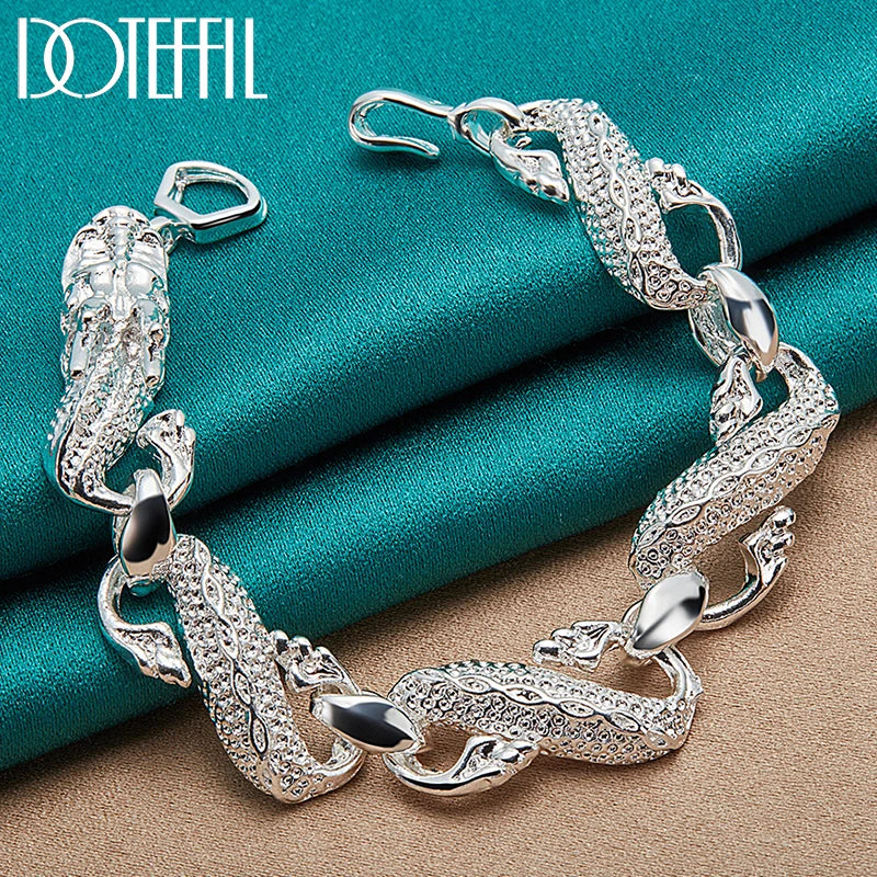 DOTEFFIL New Arrival 925 Sterling Silver Bracelet Bangle Cuff For Man Women Dragon Bracelet Fine Jewelry Party Christmas Gift