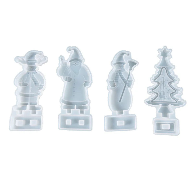 2024 DIY Weihnachts-Set Harzform Silikon Weihnachtsbaum Schneemann Transparent Epoxidharz Ornamente für handgemachte Dekoration