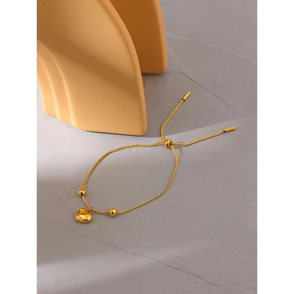Yhpup Damen-Edelstahl-Strandarmband, Armreif, modisches Herz, natürliche Muschel, Kette, Sommer, Barfuß-Fußkettchen, Armbänder, Schmuck