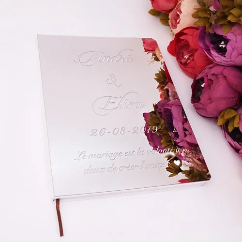 Custom Acrylic Mirror White Blank Guestbook Wedding Signature Guest Book Personalized Baptism Event & Party Decor Favors Gifts