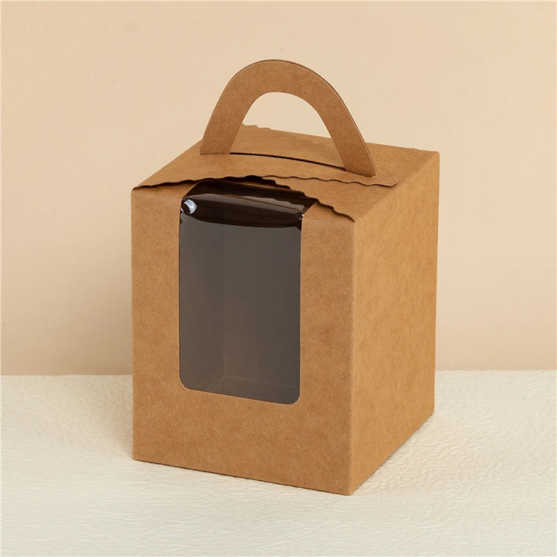 StoBag 10 Stück Cupcake-Box mit Klarsichtfenstergriffen Kuchengeschenke Geburtstag Weihnachtsfeier & Event Handgemachte Dessert-Lebensmittel 1 Loch