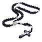 Black Wooden Christ Jesus Cross Religious Necklace Catholic Rosary Necklace Church Souvenirs Prayer Pendant Necklace