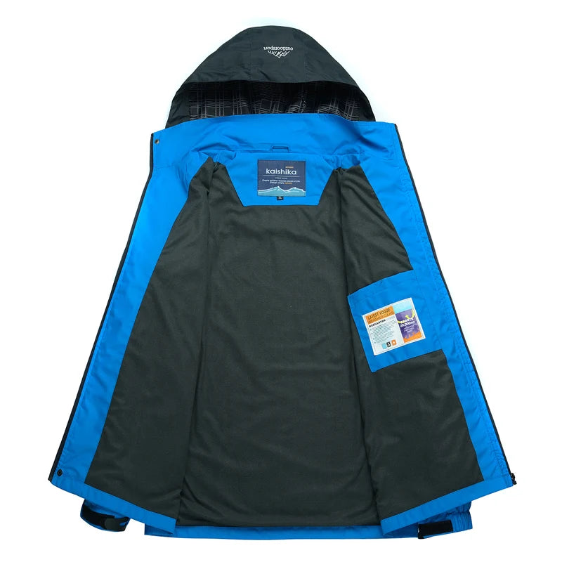 TRVLWEGO Camping Wanderjacke Herren Herbst Outdoor Sportmäntel Klettern Trekking Windbreaker Reise Wasserdichte Jacken Schwarz