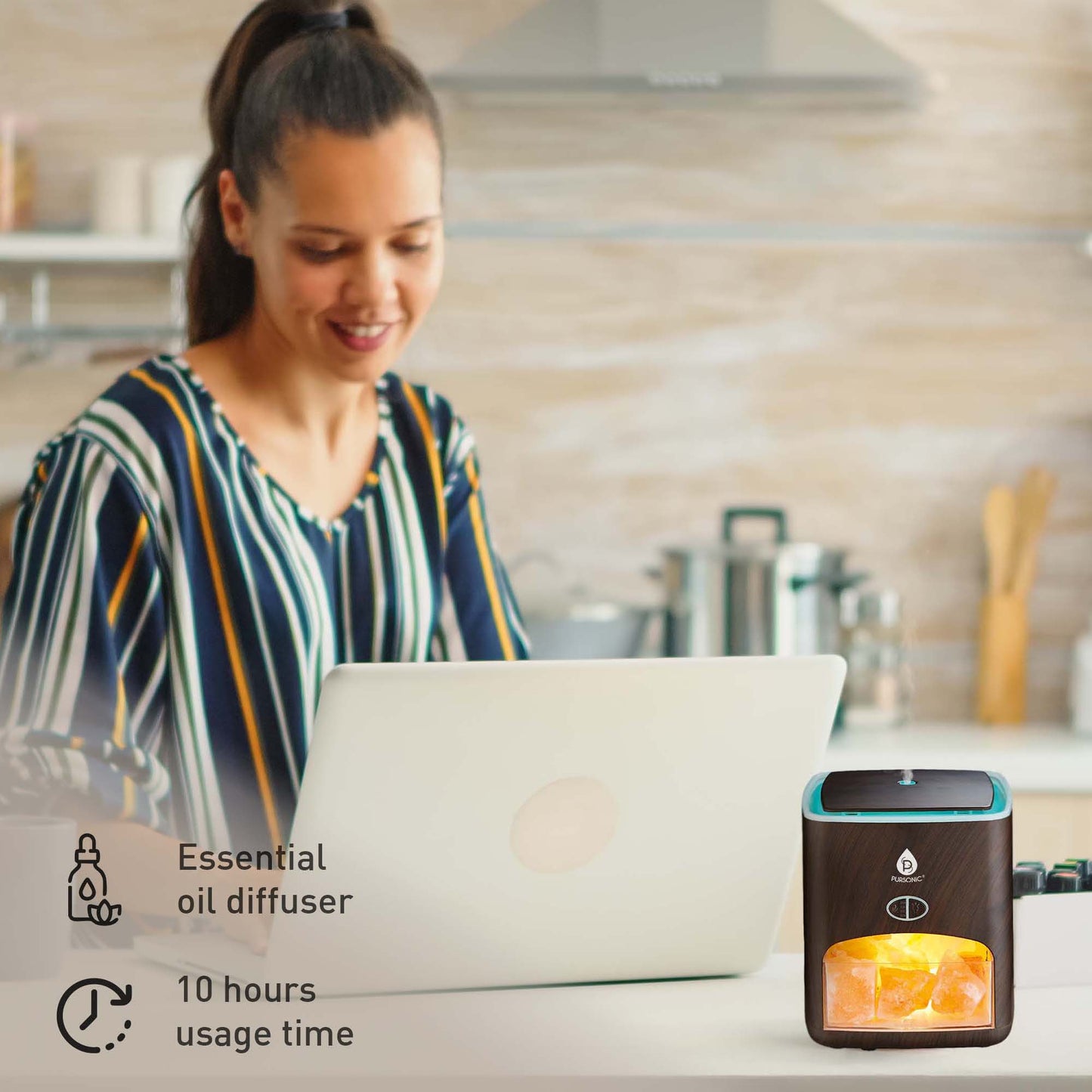 Pursonic Himalayan Salt Lamp & Aromatherapy Diffuser Wellness Set