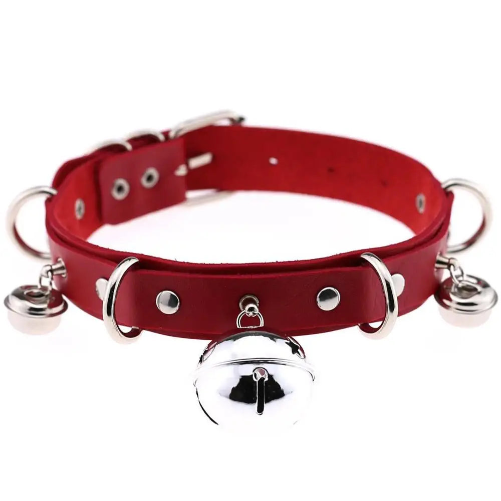 Big Bell Choker Collar For Women Girls Necklace  Metal Leather Chocker Goth Anime Cosplay Jewelry Accessories