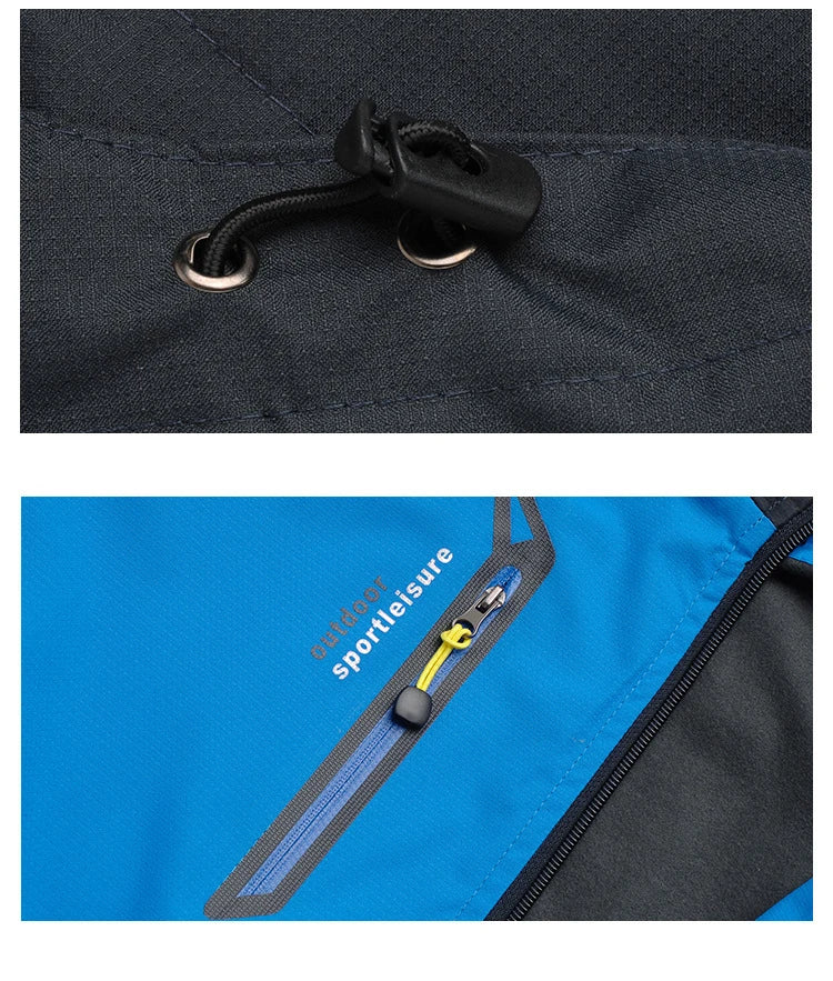 TRVLWEGO Camping Wanderjacke Herren Herbst Outdoor Sportmäntel Klettern Trekking Windbreaker Reise Wasserdichte Jacken Schwarz