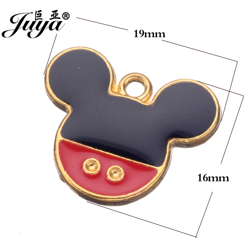 JUYA 15pcs Enamel Mouse Charm Pendants For Jewelry Making Women Kids DIY Necklace Handmade Findings Crafts Accessories