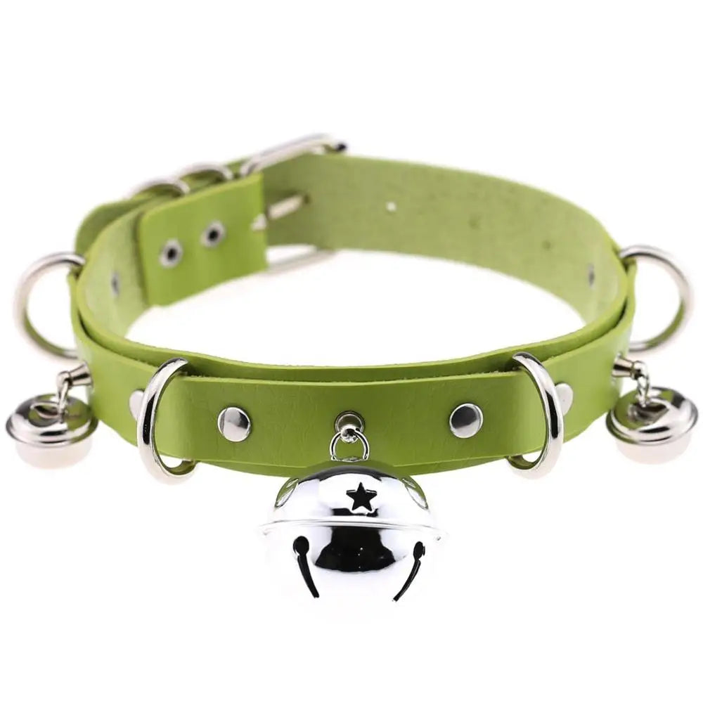 Big Bell Choker Collar For Women Girls Necklace  Metal Leather Chocker Goth Anime Cosplay Jewelry Accessories