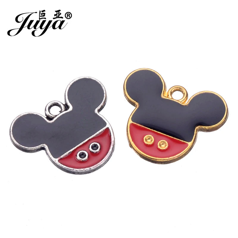 JUYA 15pcs Enamel Mouse Charm Pendants For Jewelry Making Women Kids DIY Necklace Handmade Findings Crafts Accessories