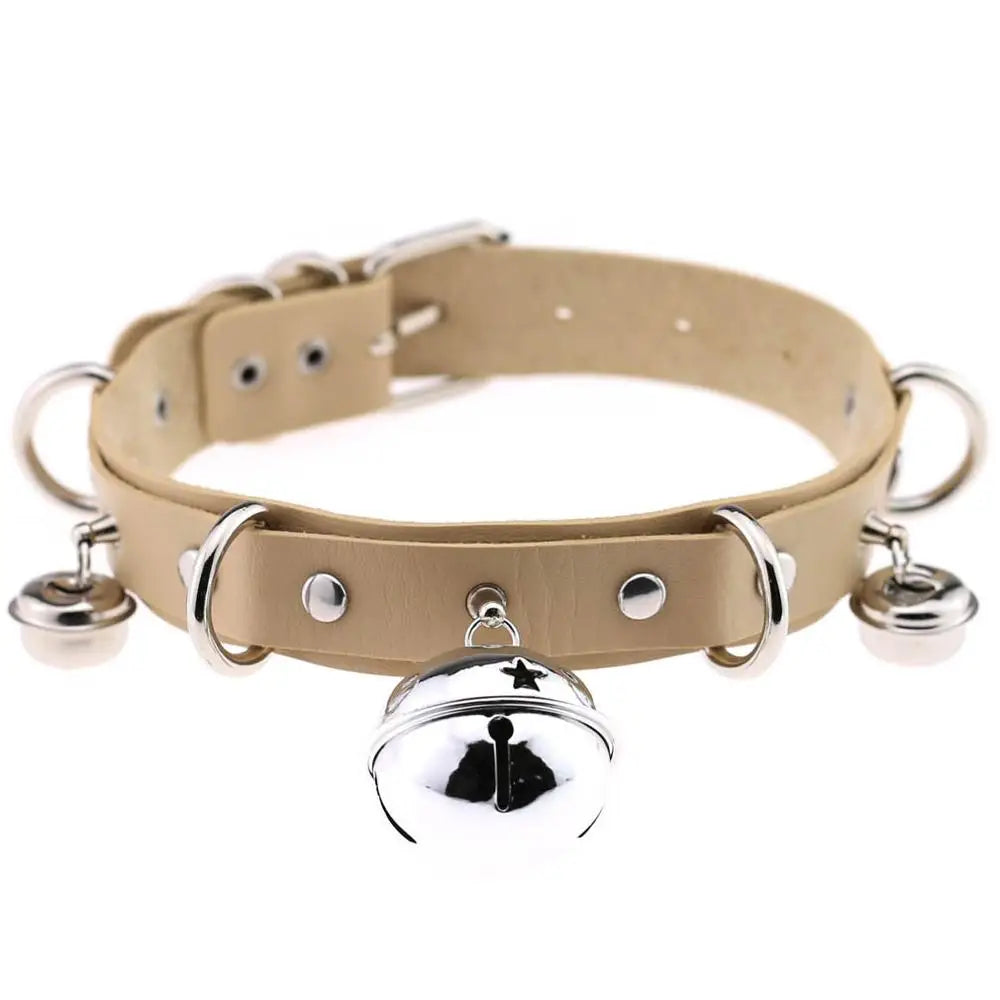 Big Bell Choker Collar For Women Girls Necklace  Metal Leather Chocker Goth Anime Cosplay Jewelry Accessories