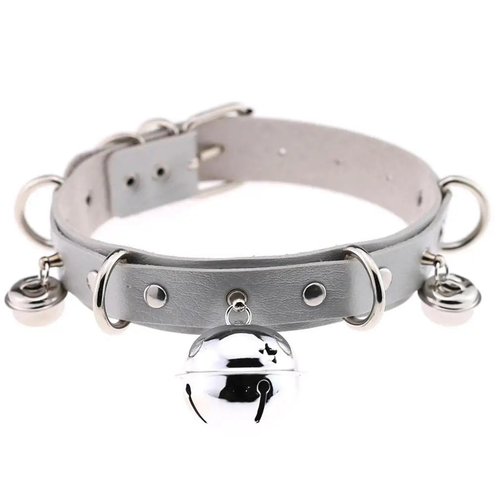 Big Bell Choker Collar For Women Girls Necklace  Metal Leather Chocker Goth Anime Cosplay Jewelry Accessories