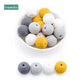 Bopoobo 10 Stück Silikonperlen Baby-Beißring Runde Spiralperlen Lebensmittelqualität 15mm DIY Gewindebohrung BPA-freie Perlen Baby-Beißringe