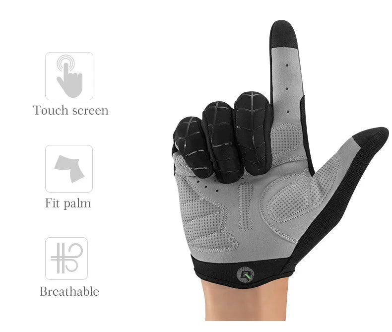 ROCKBROS Fahrradhandschuhe Schwammpolster Lange Finger Motorradhandschuhe für Fahrrad Mountainbike Handschuhe Touchscreen MTB Handschuhe