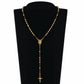 Edelstahl-Perlenkette Goldfarben Rosenkranz-Halsketten Anhänger Jesus Christus Kreuz Lange Kette Herren Damen Schmuck Geschenk NZ009
