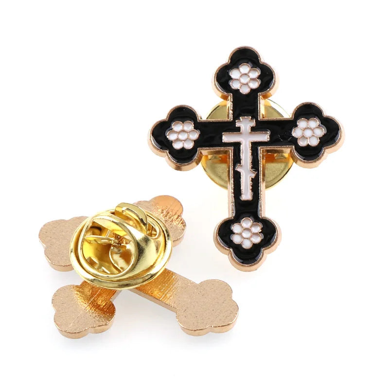 Emaille-Broschen Anstecknadeln Kruzifix Heiliger Christus Metallabzeichen Kreuz-Reversnadeln für Kleidung Vintage-Boutonnière Kragen Schmuck