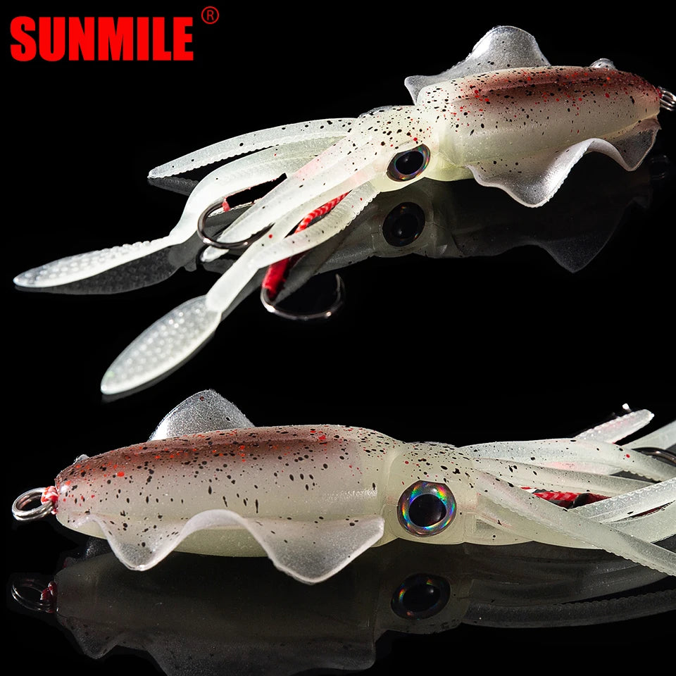 SUNMILE Angel-Gummiköder Tintenfisch 20g/60g/80g/100g/120g/150g Leuchtend/UV-Tintenfisch-Jig Angelköder für Meeresangeln Wobbler Köder