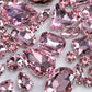 Glitter Mixed Shape Glass Rhinestones For Clothes Pink Flatback Craft Gems Crystal Sew On Rhinestone With Claw 50PCS/PACK S048