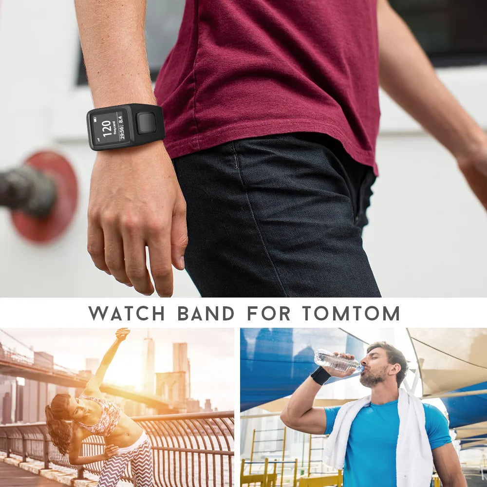 ANBEST Silikonarmband für TomTom Runner 2/3 Spark/3 Armband Sportuhr für TomTom Uhrenarmband Hochwertiges Uhrenarmband