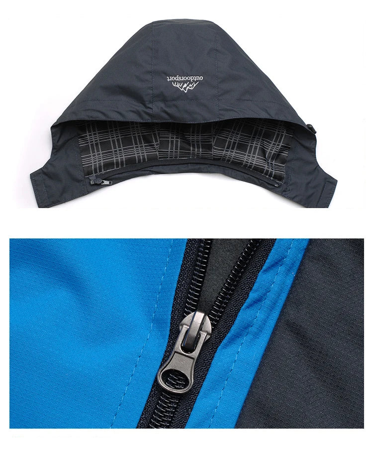 TRVLWEGO Camping Wanderjacke Herren Herbst Outdoor Sportmäntel Klettern Trekking Windbreaker Reise Wasserdichte Jacken Schwarz