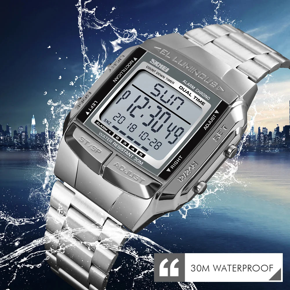 aleSKMEI Military Sports Watches Electronic Mens Watches Top Brand Luxury M Clock Waterproof LED Digital Watch Relogio Masculino