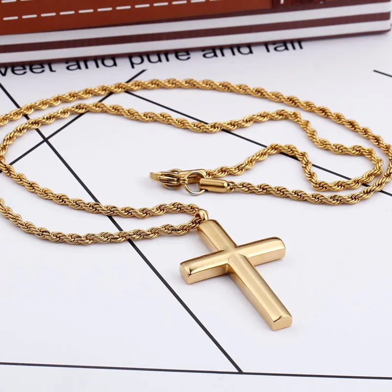 Kalen Mode Kreuz Halsketten Für Männer Hochglanzpoliert 50cm Edelstahl Kreuz Schmuck Halskette Männlich Günstiger Schmuck