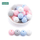 Bopoobo 10 Stück Silikonperlen Baby-Beißring Runde Spiralperlen Lebensmittelqualität 15mm DIY Gewindebohrung BPA-freie Perlen Baby-Beißringe