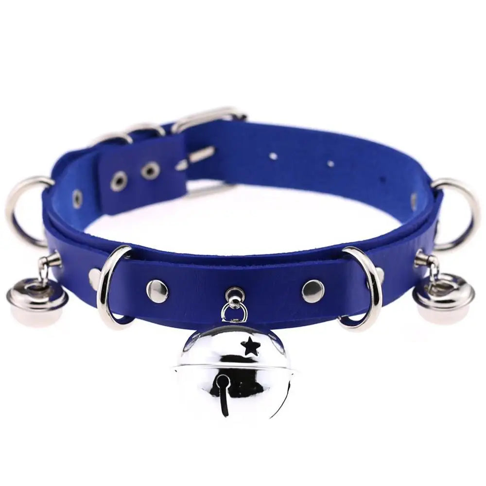 Big Bell Choker Collar For Women Girls Necklace  Metal Leather Chocker Goth Anime Cosplay Jewelry Accessories