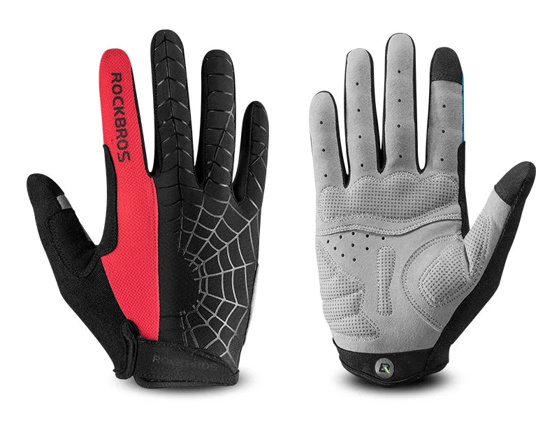 ROCKBROS Fahrradhandschuhe Schwammpolster Lange Finger Motorradhandschuhe für Fahrrad Mountainbike Handschuhe Touchscreen MTB Handschuhe