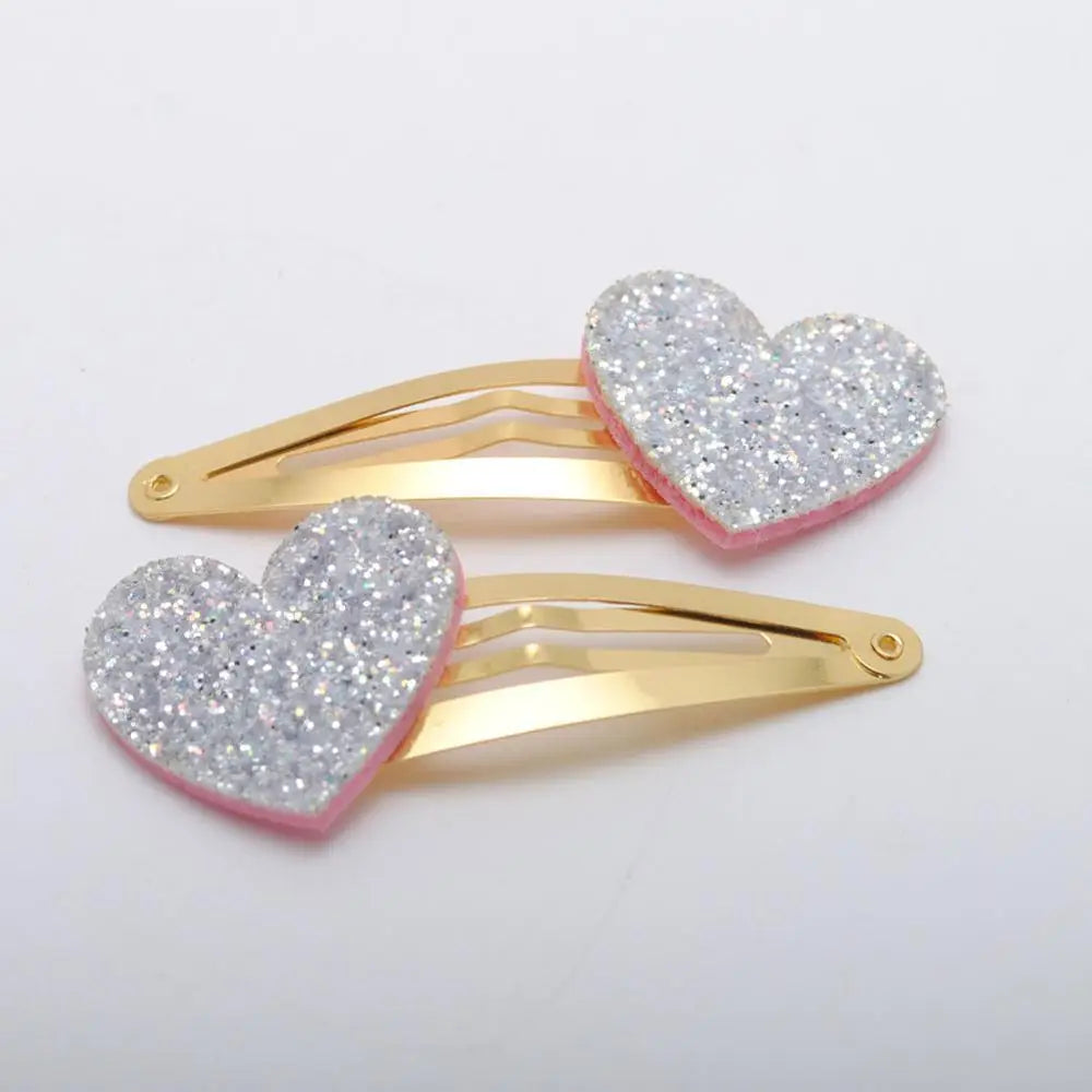 10 Stück/Los Kleine Mädchen-Haarspangen Glitzernde Herzchen Geburtstagsgeschenk Baby Mädchen Haar-Accessoires Kinder Haarspange für Kinder