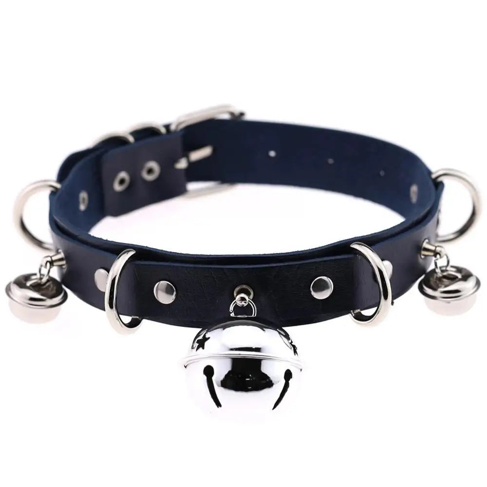 Big Bell Choker Collar For Women Girls Necklace  Metal Leather Chocker Goth Anime Cosplay Jewelry Accessories