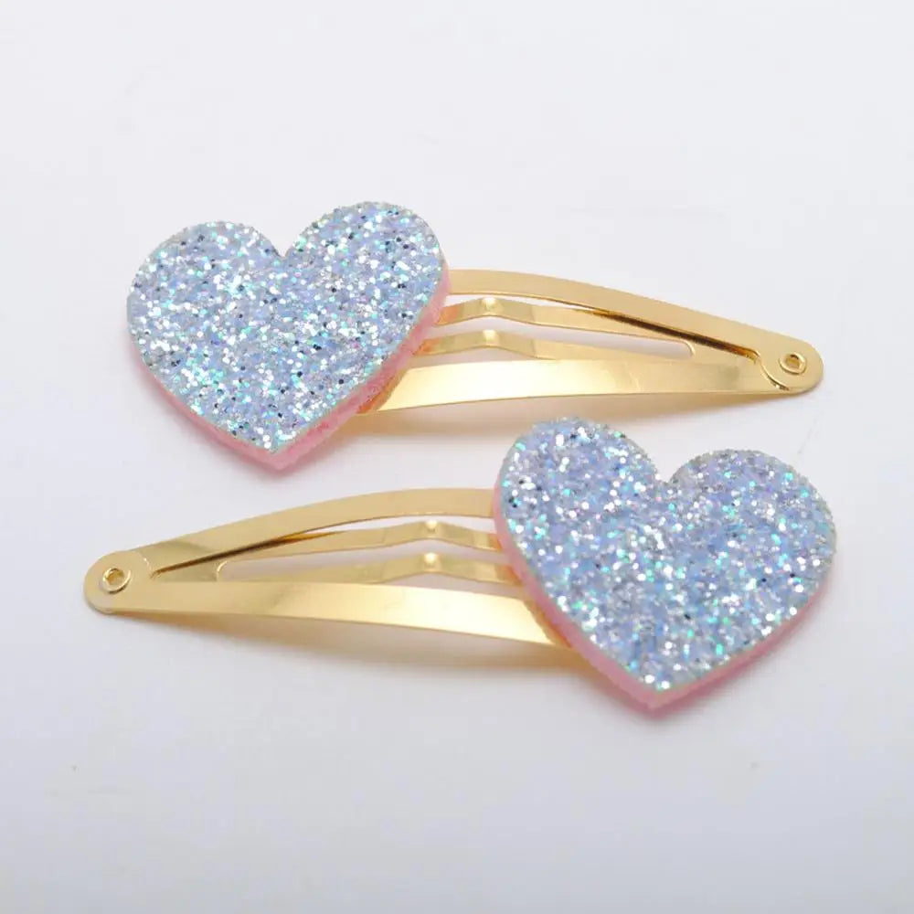10 Stück/Los Kleine Mädchen-Haarspangen Glitzernde Herzchen Geburtstagsgeschenk Baby Mädchen Haar-Accessoires Kinder Haarspange für Kinder