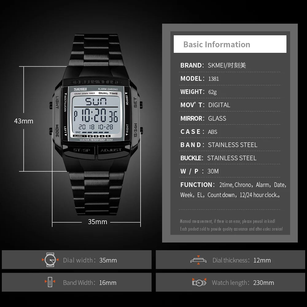 aleSKMEI Military Sports Watches Electronic Mens Watches Top Brand Luxury M Clock Waterproof LED Digital Watch Relogio Masculino