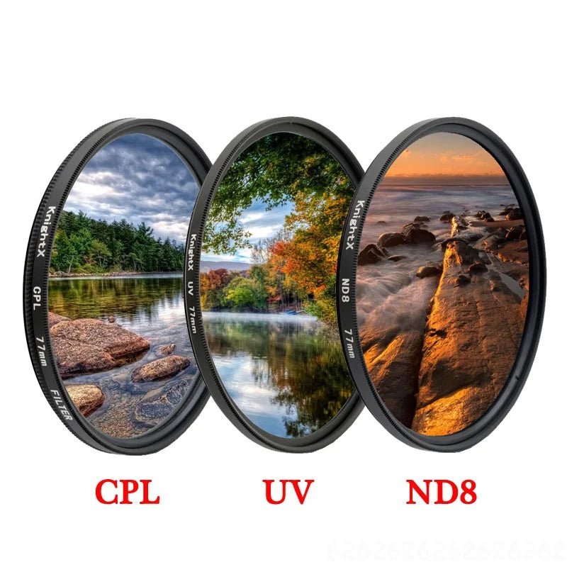 KnightX CPL Polfilter ND UV 49 52MM 55MM 58MM 67MM Kameraobjektivfilter für Canon EOS Sony Nikon 400D DSLR D5100 700D D5300 1300D