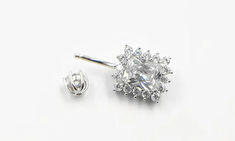 Bauchpiercing aus 925er Sterlingsilber, quadratischer Zirkonia, modischer Bauchnabel-Piercingschmuck
