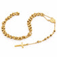Edelstahl-Perlenkette Goldfarben Rosenkranz-Halsketten Anhänger Jesus Christus Kreuz Lange Kette Herren Damen Schmuck Geschenk NZ009