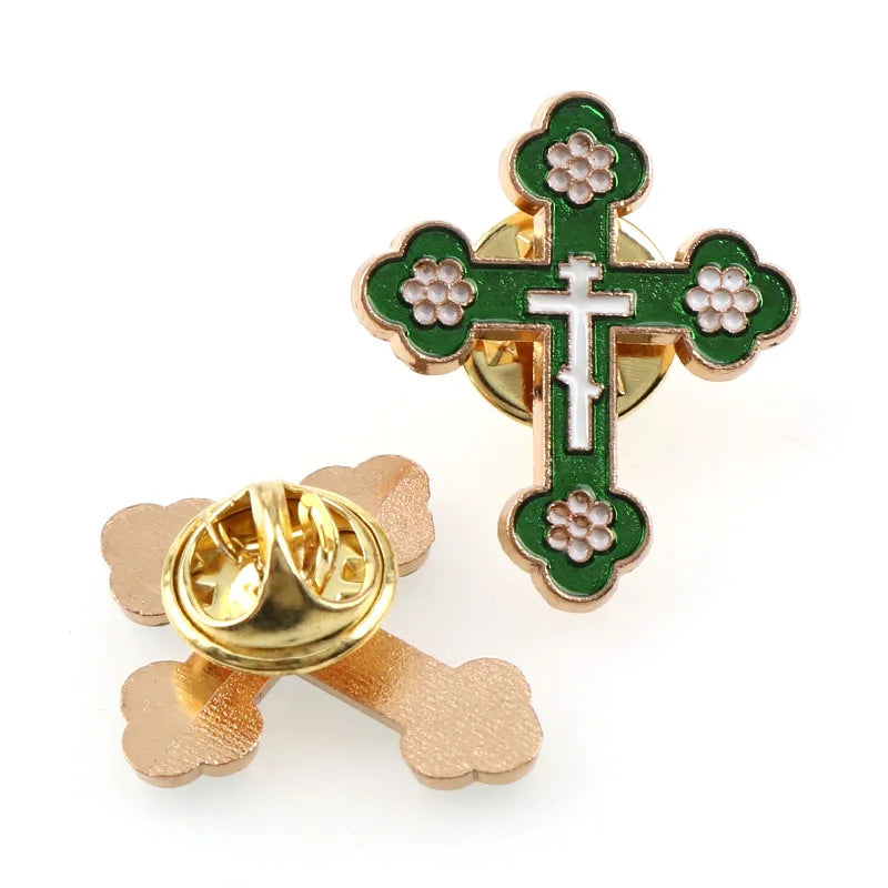 Emaille-Broschen Anstecknadeln Kruzifix Heiliger Christus Metallabzeichen Kreuz-Reversnadeln für Kleidung Vintage-Boutonnière Kragen Schmuck