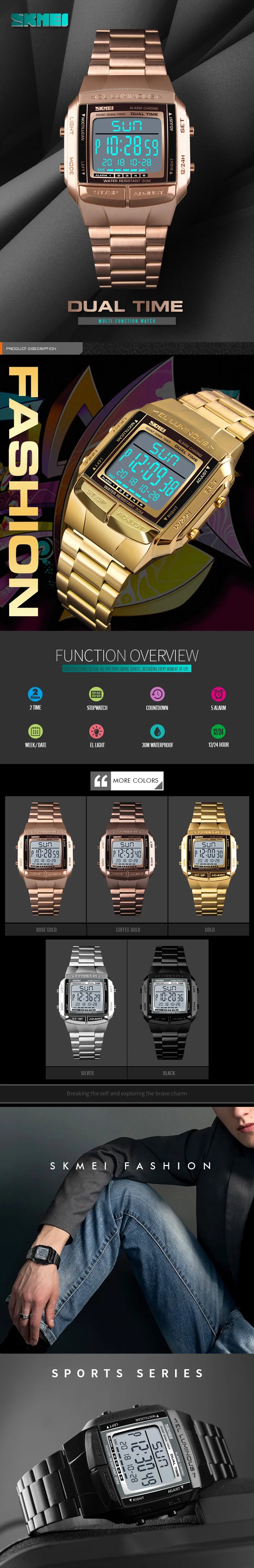 aleSKMEI Military Sports Watches Electronic Mens Watches Top Brand Luxury M Clock Waterproof LED Digital Watch Relogio Masculino