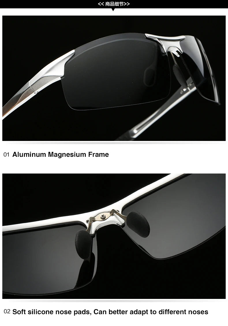 AORON Polarisierte Herren-Sonnenbrille für Autofahrer, Aluminium-Magnesium-Rahmen, Sport-Sonnenbrille, Fahrer-Retro-Brille, UV400, Blendschutz